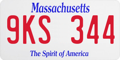 MA license plate 9KS344
