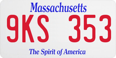 MA license plate 9KS353