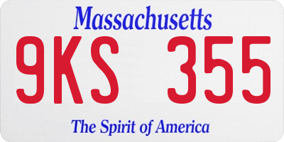 MA license plate 9KS355
