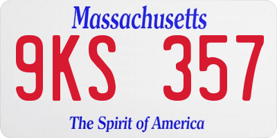 MA license plate 9KS357
