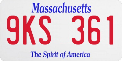MA license plate 9KS361