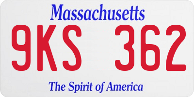 MA license plate 9KS362