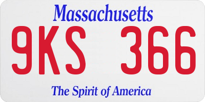MA license plate 9KS366