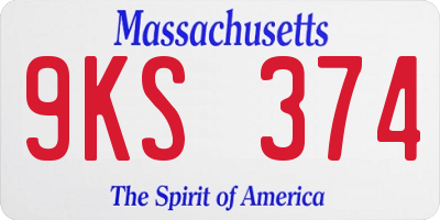 MA license plate 9KS374