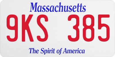 MA license plate 9KS385