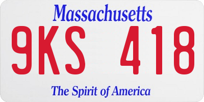 MA license plate 9KS418