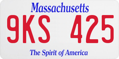 MA license plate 9KS425