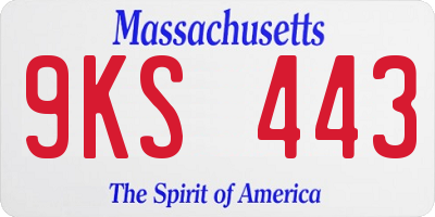 MA license plate 9KS443