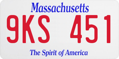 MA license plate 9KS451
