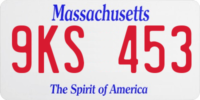 MA license plate 9KS453