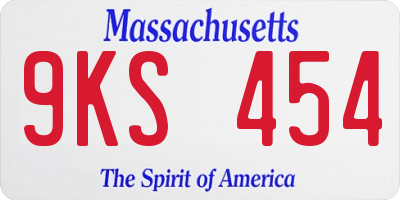 MA license plate 9KS454