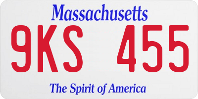 MA license plate 9KS455