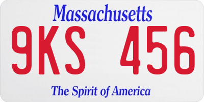 MA license plate 9KS456