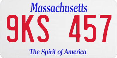 MA license plate 9KS457