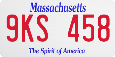 MA license plate 9KS458