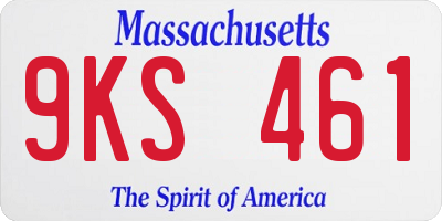 MA license plate 9KS461