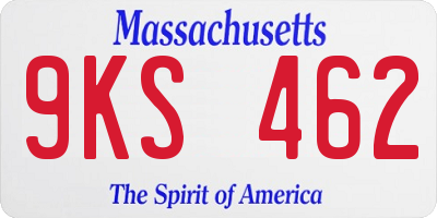 MA license plate 9KS462