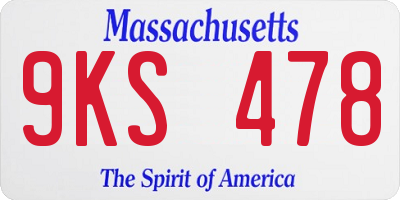 MA license plate 9KS478
