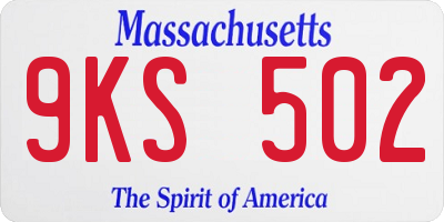 MA license plate 9KS502