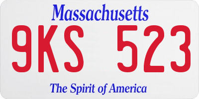 MA license plate 9KS523