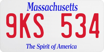 MA license plate 9KS534