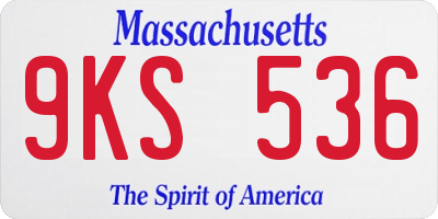 MA license plate 9KS536