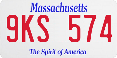 MA license plate 9KS574