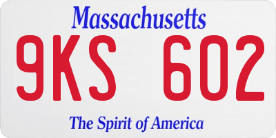 MA license plate 9KS602