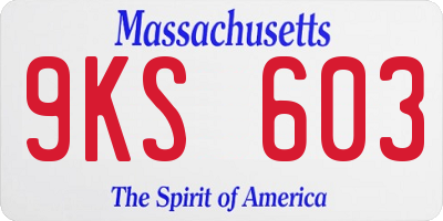 MA license plate 9KS603