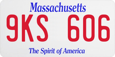 MA license plate 9KS606