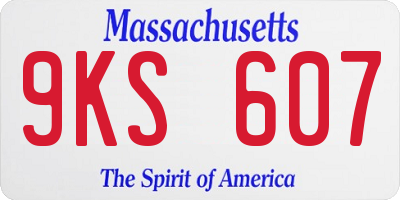 MA license plate 9KS607