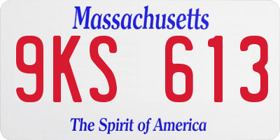 MA license plate 9KS613