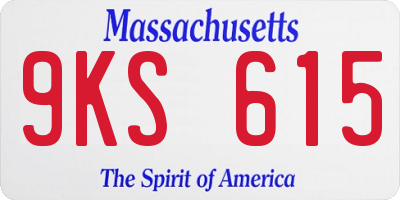 MA license plate 9KS615