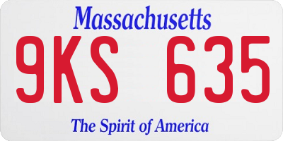 MA license plate 9KS635