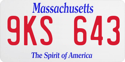 MA license plate 9KS643