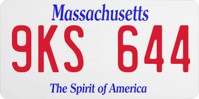 MA license plate 9KS644