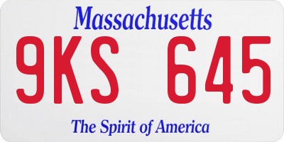 MA license plate 9KS645