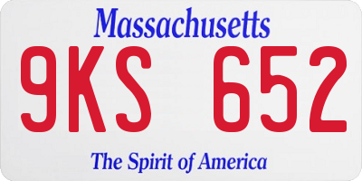 MA license plate 9KS652