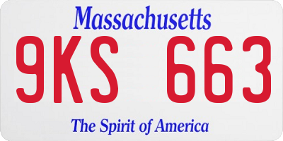MA license plate 9KS663
