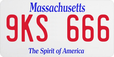 MA license plate 9KS666