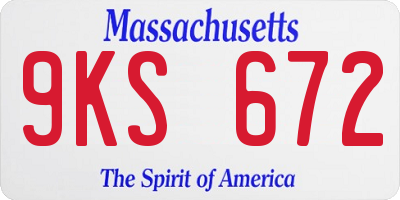 MA license plate 9KS672