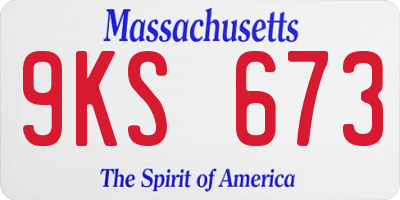 MA license plate 9KS673