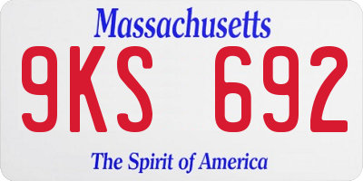 MA license plate 9KS692