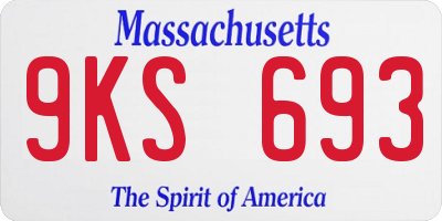 MA license plate 9KS693