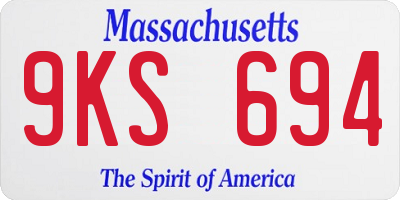 MA license plate 9KS694