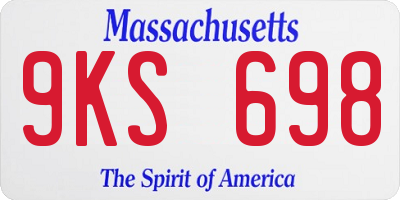 MA license plate 9KS698