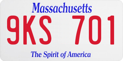 MA license plate 9KS701