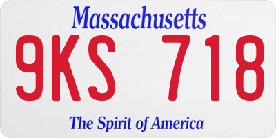 MA license plate 9KS718