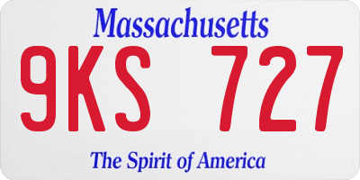 MA license plate 9KS727