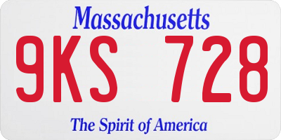 MA license plate 9KS728